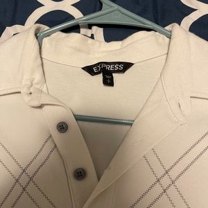 Brand new Express polo. White argyle pattern.